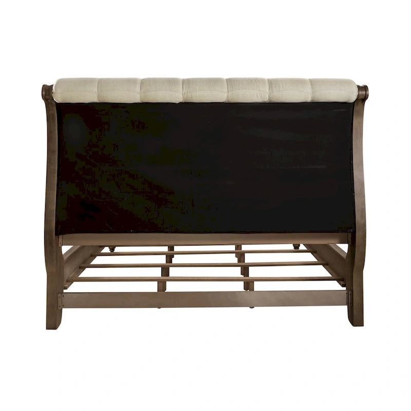Lit à baldaquin, commode et miroir de style campagnard taupe poussiéreux – Très grand lit/grand lit