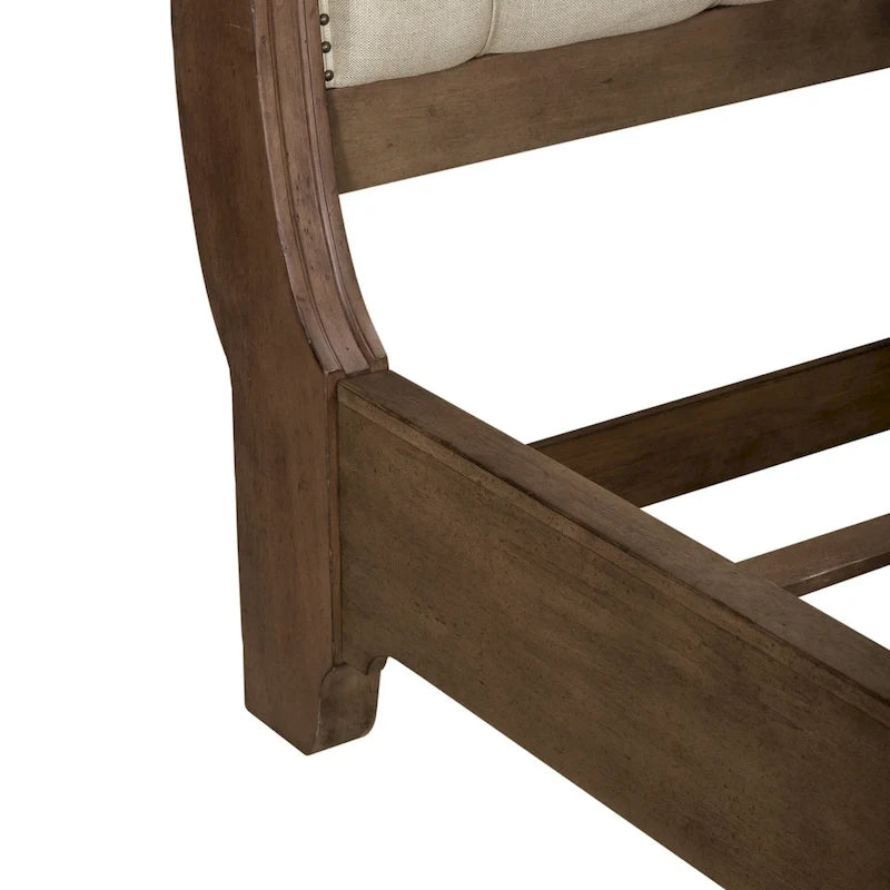 Lit à baldaquin, commode et miroir de style campagnard taupe poussiéreux – Très grand lit/grand lit