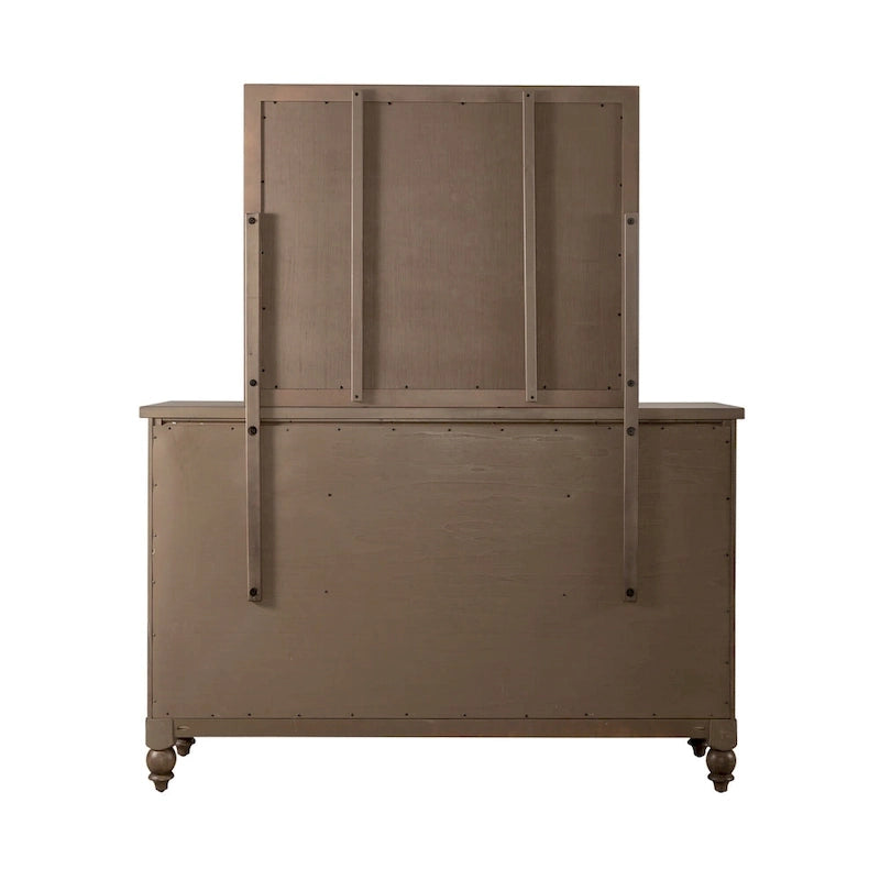 Lit à baldaquin, commode et miroir de style campagnard taupe poussiéreux – Très grand lit/grand lit