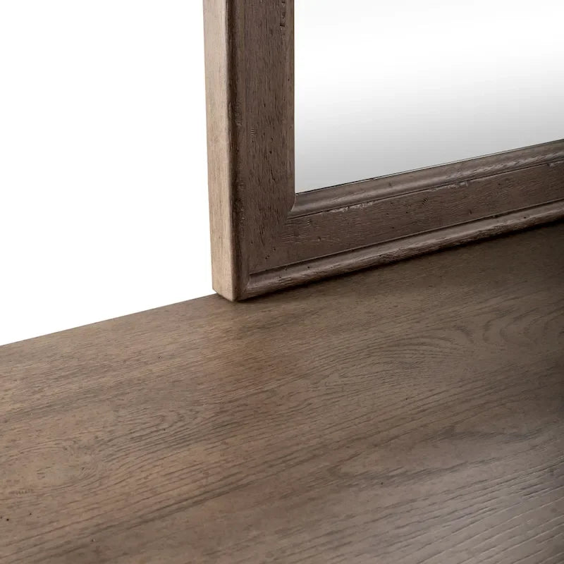 Lit à baldaquin, commode et miroir de style campagnard taupe poussiéreux – Très grand lit/grand lit