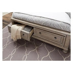 Ensemble de chambre à coucher 3 pièces de rangement avec lit traîneau gris, très grand lit/grand lit