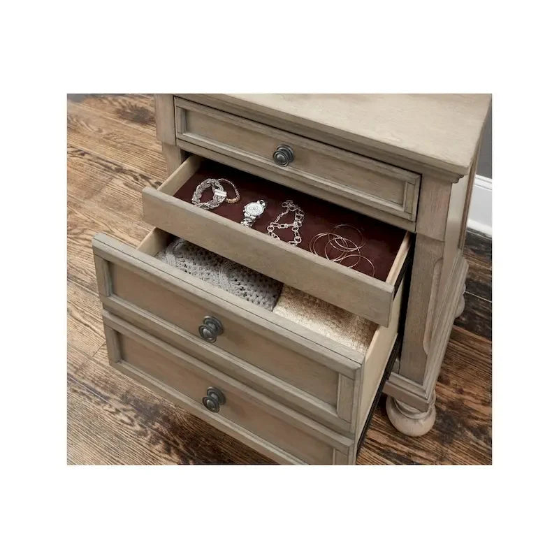 Ensemble de chambre à coucher 3 pièces de rangement avec lit traîneau gris, très grand lit/grand lit
