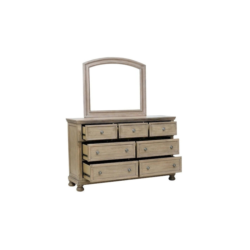 Ensemble de chambre à coucher 3 pièces de rangement avec lit traîneau gris, très grand lit/grand lit