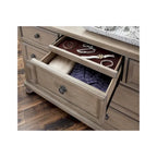 Ensemble de chambre à coucher 3 pièces de rangement avec lit traîneau gris, très grand lit/grand lit