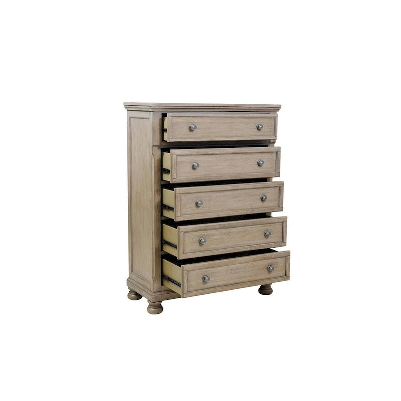 Ensemble de chambre à coucher 3 pièces de rangement avec lit traîneau gris, très grand lit/grand lit
