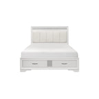 Ensemble de lit plateforme de rangement en similicuir à paillettes blanc et argent (4 pièces, très grand lit/grand lit)