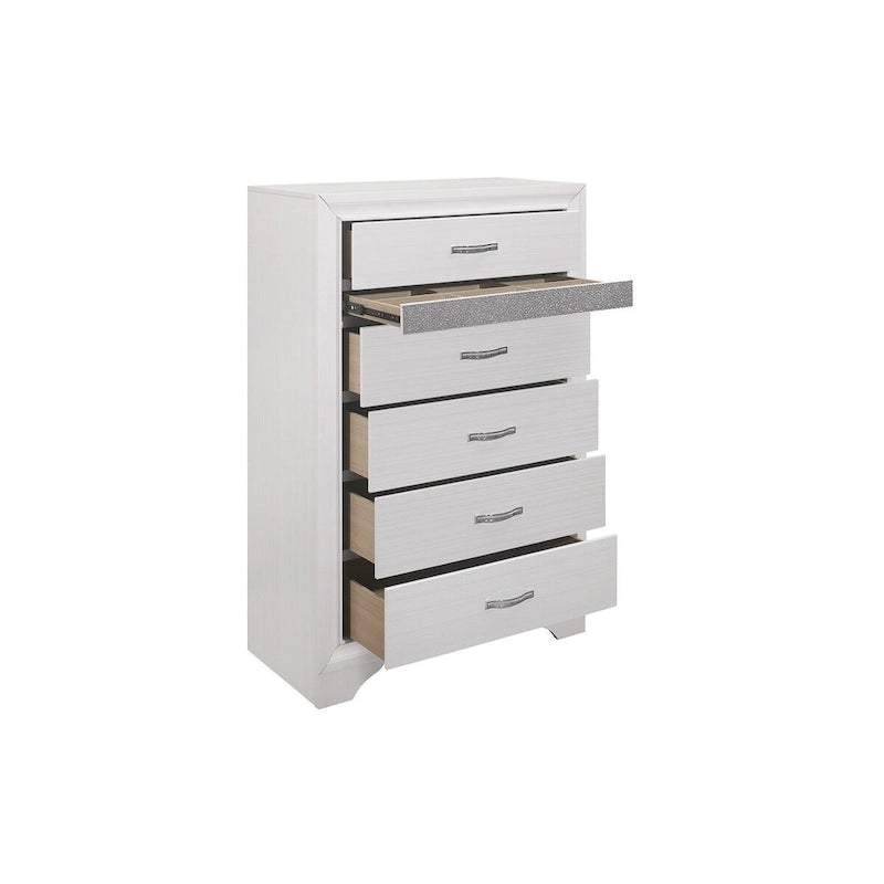 Ensemble de lit plateforme de rangement en similicuir à paillettes blanc et argent (4 pièces, très grand lit/grand lit)