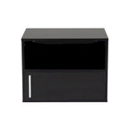 Table de chevet murale avec porte battante, blanc/noir, lot de 2