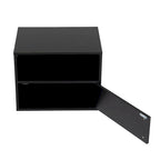 Table de chevet murale avec porte battante, blanc/noir, lot de 2