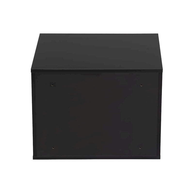 Table de chevet murale avec porte battante, blanc/noir, lot de 2