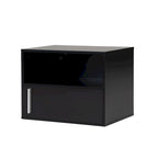 Table de chevet murale avec porte battante, blanc/noir, lot de 2