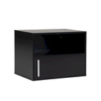 Table de chevet murale avec porte battante, blanc/noir, lot de 2