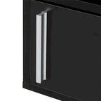 Table de chevet murale avec porte battante, blanc/noir, lot de 2