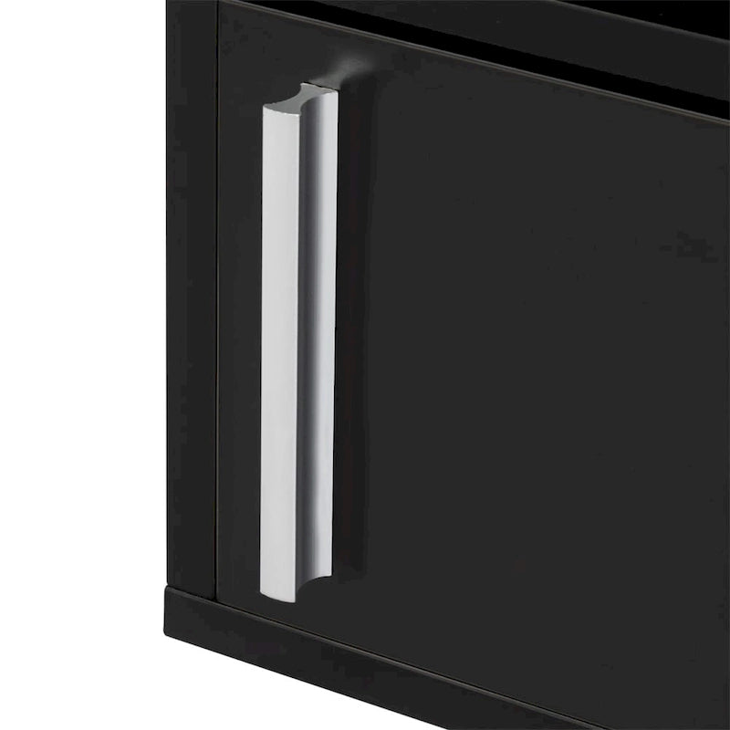 Table de chevet murale avec porte battante, blanc/noir, lot de 2