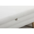 Banc de rangement capitonné velours et bouclette, pieds en bois, une place