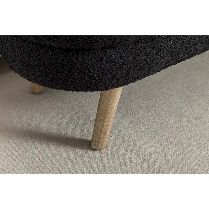 Banc de rangement capitonné velours et bouclette, pieds en bois, une place