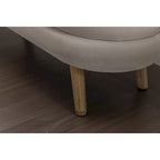 Banc de rangement capitonné velours et bouclette, pieds en bois, une place