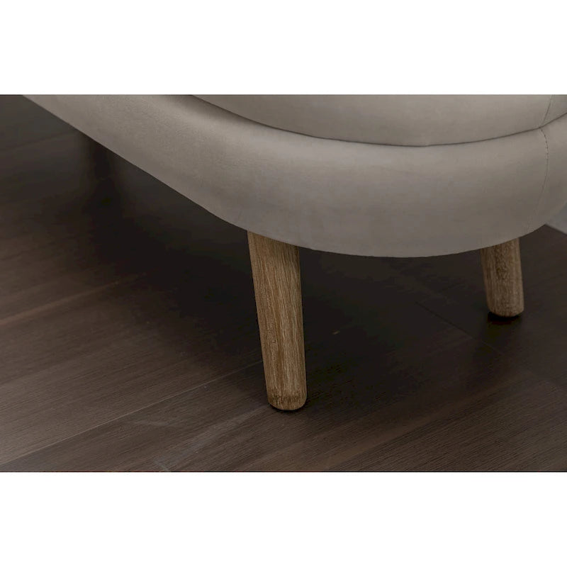 Banc de rangement capitonné velours et bouclette, pieds en bois, une place