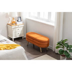 Banc de rangement capitonné velours et bouclette, pieds en bois, une place