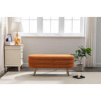 Banc de rangement capitonné velours et bouclette, pieds en bois, une place