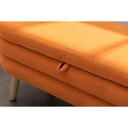Banc de rangement capitonné velours et bouclette, pieds en bois, une place