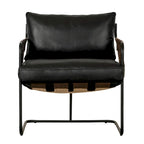 Fauteuil d'appoint en cuir noir/crème, style industriel moderne, 1 place