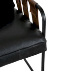 Fauteuil d'appoint en cuir noir/crème, style industriel moderne, 1 place