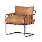 Fauteuil d'appoint en cuir noir/crème, style industriel moderne, 1 place