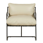 Fauteuil d'appoint en cuir noir/crème, style industriel moderne, 1 place