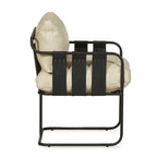 Fauteuil d'appoint en cuir noir/crème, style industriel moderne, 1 place