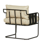 Fauteuil d'appoint en cuir noir/crème, style industriel moderne, 1 place