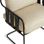 Fauteuil d'appoint en cuir noir/crème, style industriel moderne, 1 place