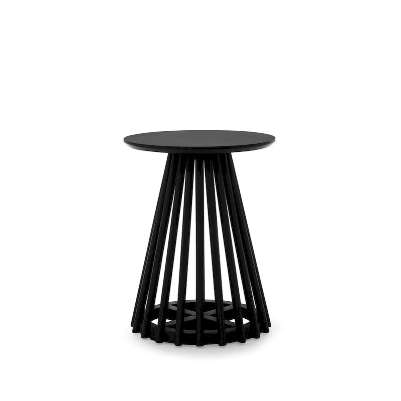 Table d'appoint ronde, marron/doré et noir, bois massif + MDF, usage unique