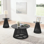 Table d'appoint ronde, marron/doré et noir, bois massif + MDF, usage unique