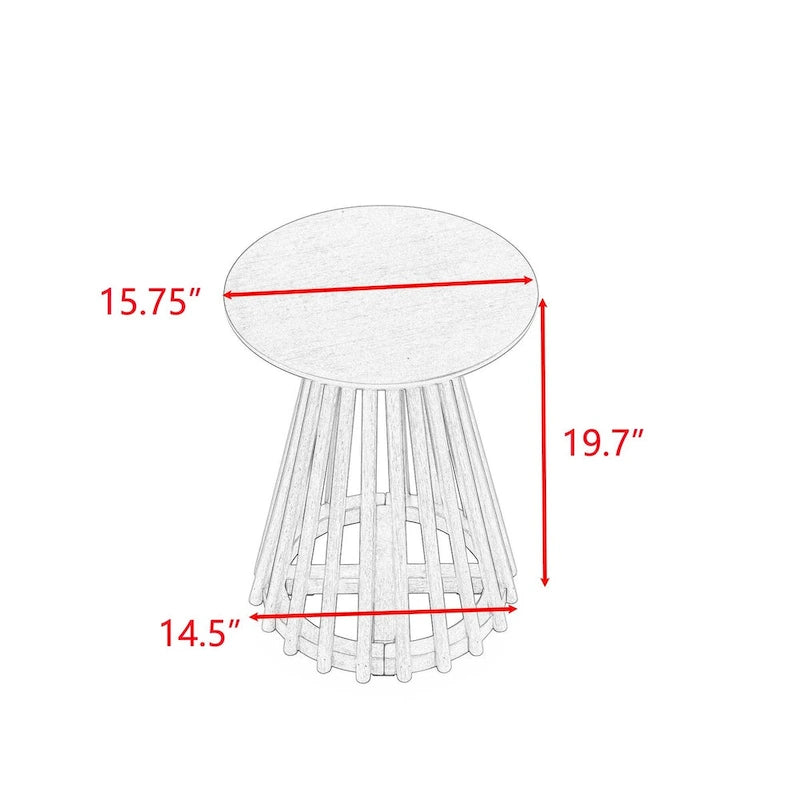 Table d'appoint ronde, marron/doré et noir, bois massif + MDF, usage unique