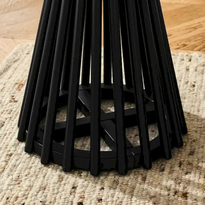 Table d'appoint ronde, marron/doré et noir, bois massif + MDF, usage unique