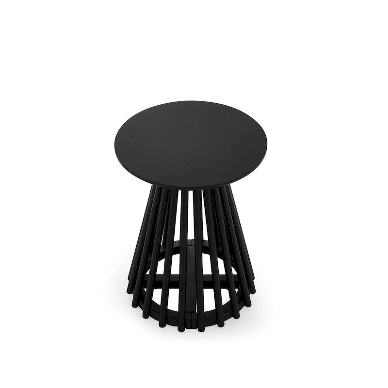 Table d'appoint ronde, marron/doré et noir, bois massif + MDF, usage unique
