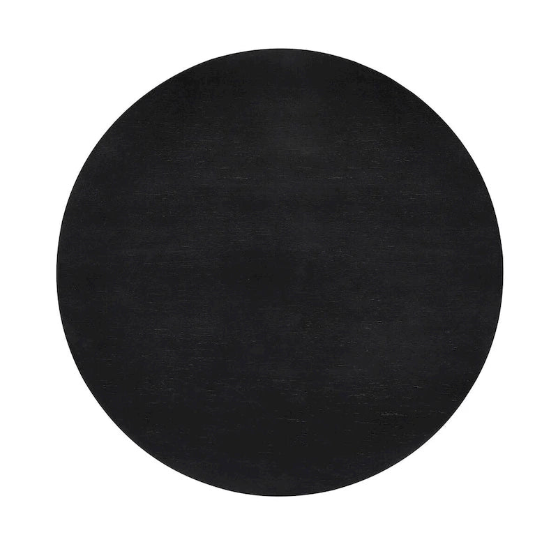 Table d'appoint ronde, marron/doré et noir, bois massif + MDF, usage unique