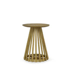 Table d'appoint ronde, marron/doré et noir, bois massif + MDF, usage unique
