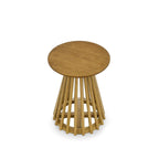 Table d'appoint ronde, marron/doré et noir, bois massif + MDF, usage unique
