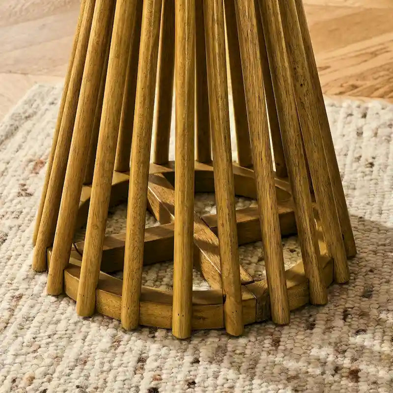 Table d'appoint ronde, marron/doré et noir, bois massif + MDF, usage unique