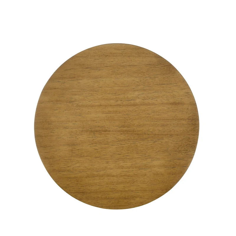 Table d'appoint ronde, marron/doré et noir, bois massif + MDF, usage unique