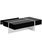 Table Basse Rectangulaire Noir / Blanc, Haute Brillance, 1 Personne