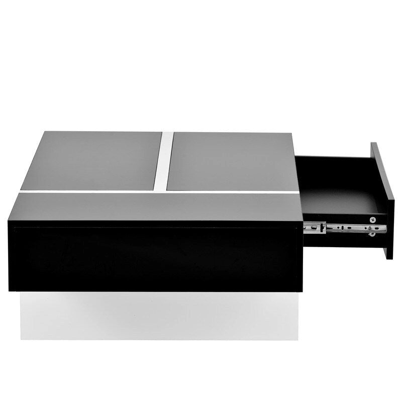 Table Basse Rectangulaire Noir / Blanc, Haute Brillance, 1 Personne