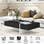 Table Basse Rectangulaire Noir / Blanc, Haute Brillance, 1 Personne