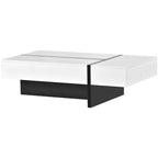 Table Basse Rectangulaire Noir / Blanc, Haute Brillance, 1 Personne