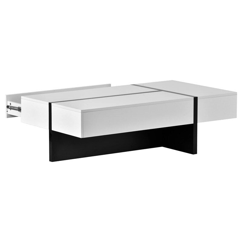 Table Basse Rectangulaire Noir / Blanc, Haute Brillance, 1 Personne