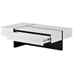 Table Basse Rectangulaire Noir / Blanc, Haute Brillance, 1 Personne