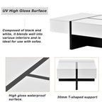 Table Basse Rectangulaire Noir / Blanc, Haute Brillance, 1 Personne