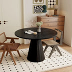 Table à manger ronde blanche/noire, style rétro, 4 places